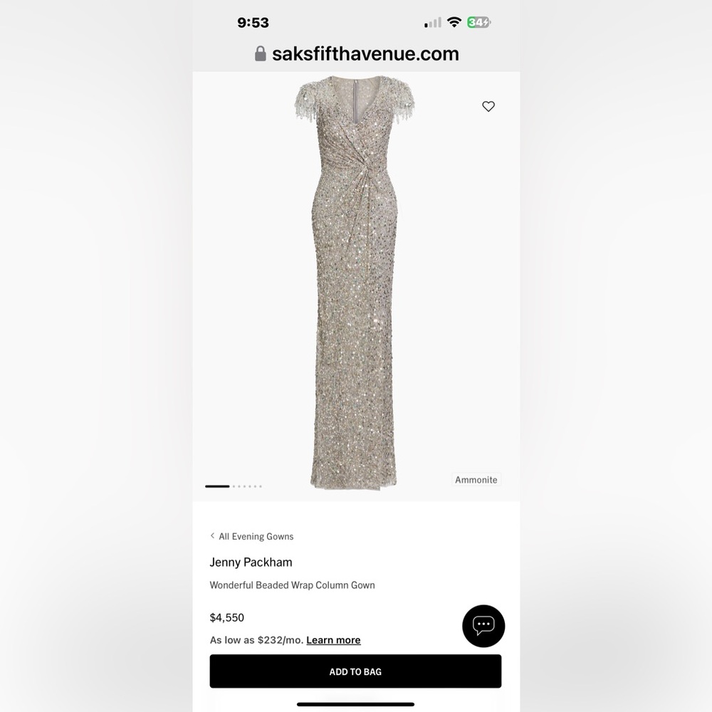 Jenny Packham Wonderful Beaded Wrap Column Gown